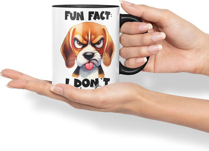 Vixar Fun Fact: I Don’t Care at All Dog Coloured Ceramic Mug Cup 11oz Funny Sarcastic Gift (Black)