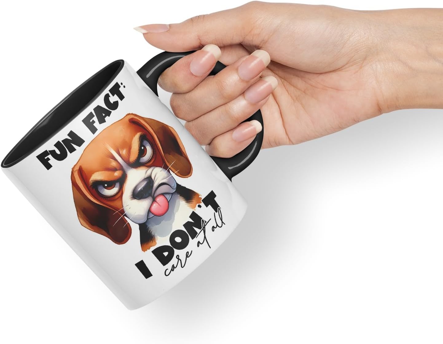 Vixar Fun Fact: I Don’t Care at All Dog Coloured Ceramic Mug Cup 11oz Funny Sarcastic Gift (Black)