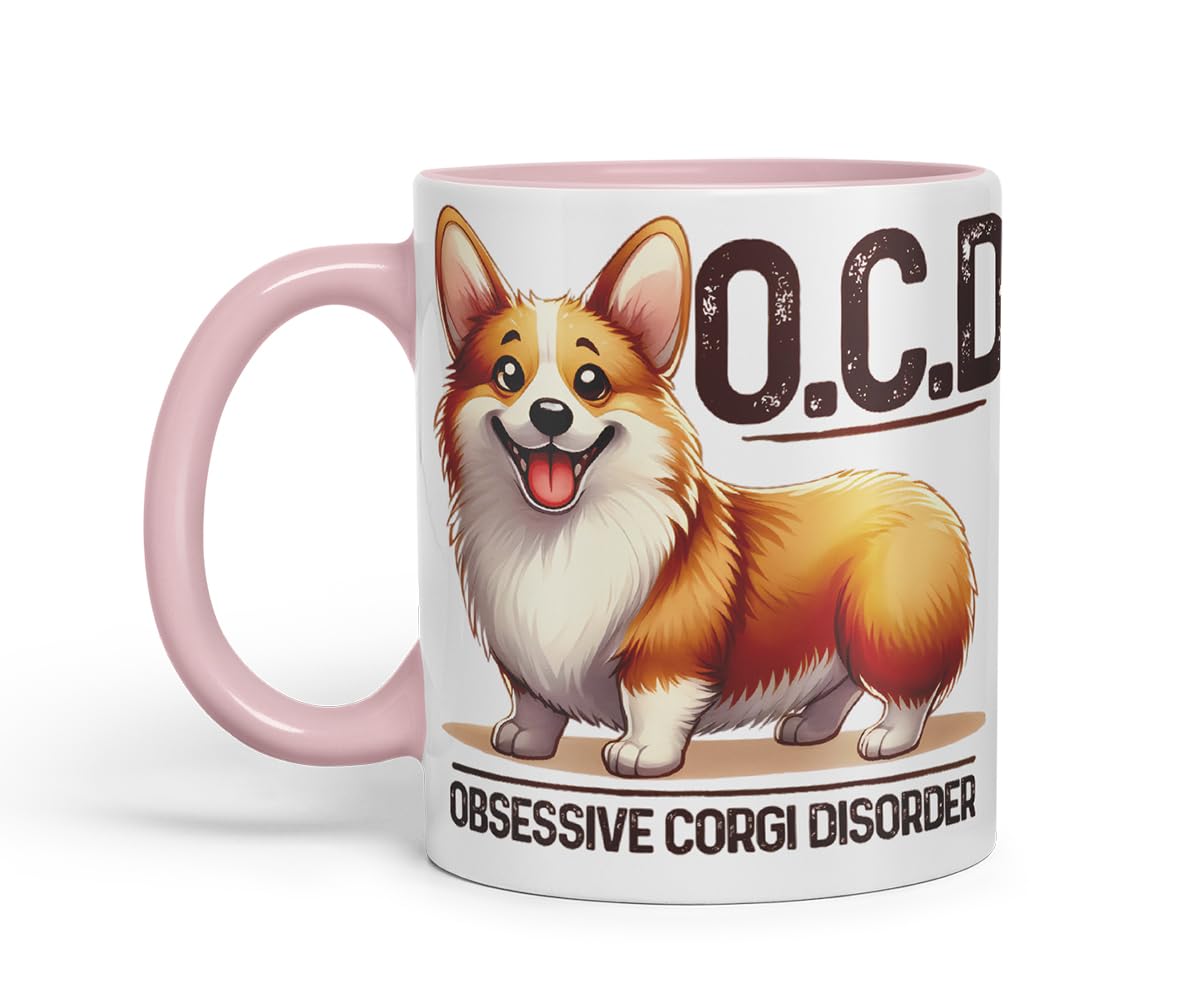 Vixar Obsessive Corgi Disorder Dog Mug – Coloured Ceramic Mug Cup Gift, 11oz (Black)