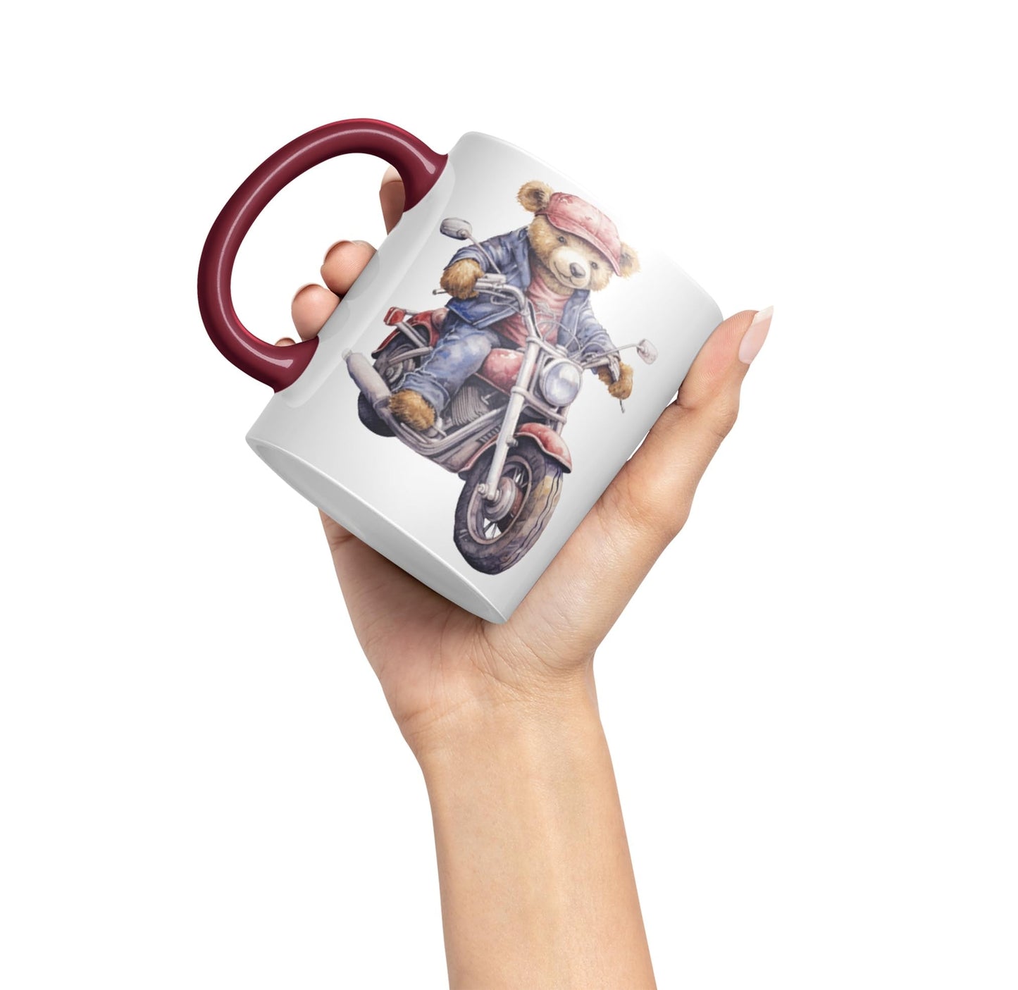 Vixar Teddy Bear Biker Motorbike Ceramic Mug Coloured Mug Cup Gift Birthday Work Office Tea Coffee