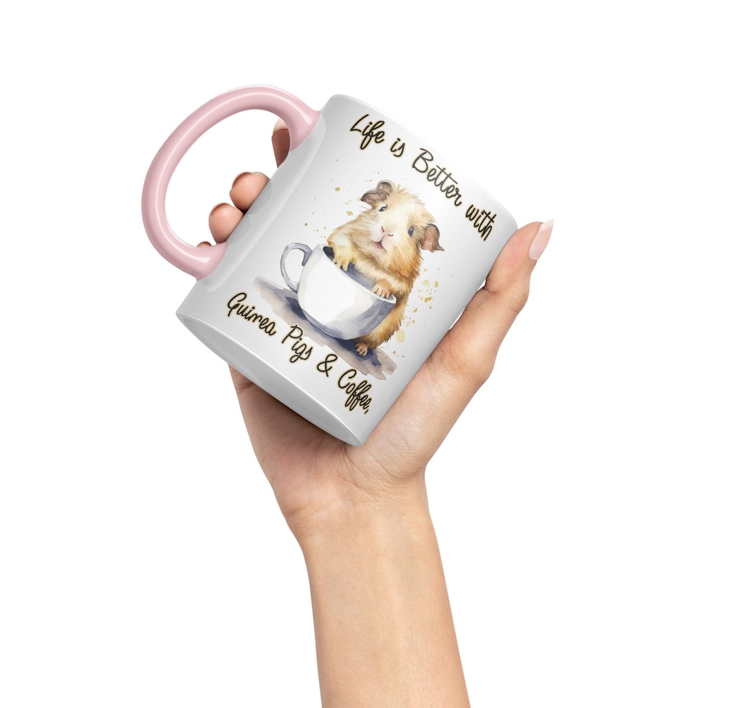 Life is Better with Guinea Pigs & Coffee Joke sarkasm Sarcastic Ceramic Coloured Mug Cup for Tea Coffee Hot Brew 330ml 11Oz Gift