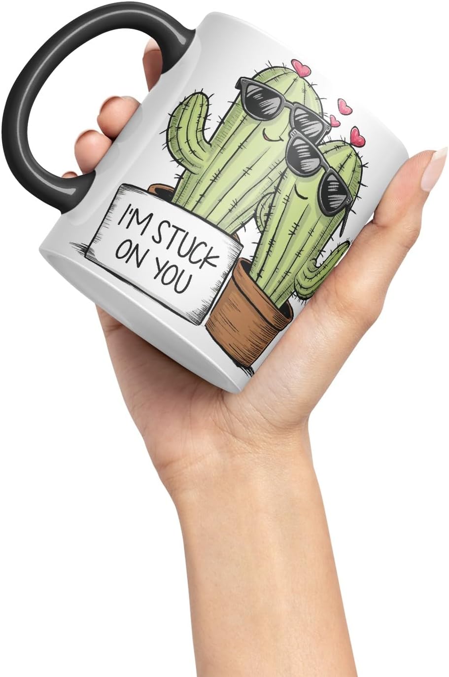 Vixar I’m Stuck On You – Coloured Ceramic Mug Cup Gift, 11oz (Black)
