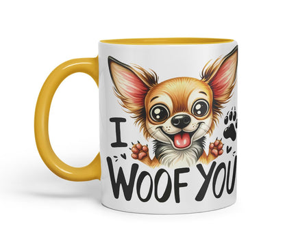 Vixar I Woof You Cute Dog Mug – Coloured Ceramic Mug Cup Gift, 11oz (Black)