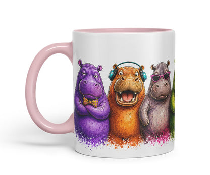 Hippo Mug – Cute Hippo Animal Coloured Ceramic Mug Cup Gift, 11oz (Black)