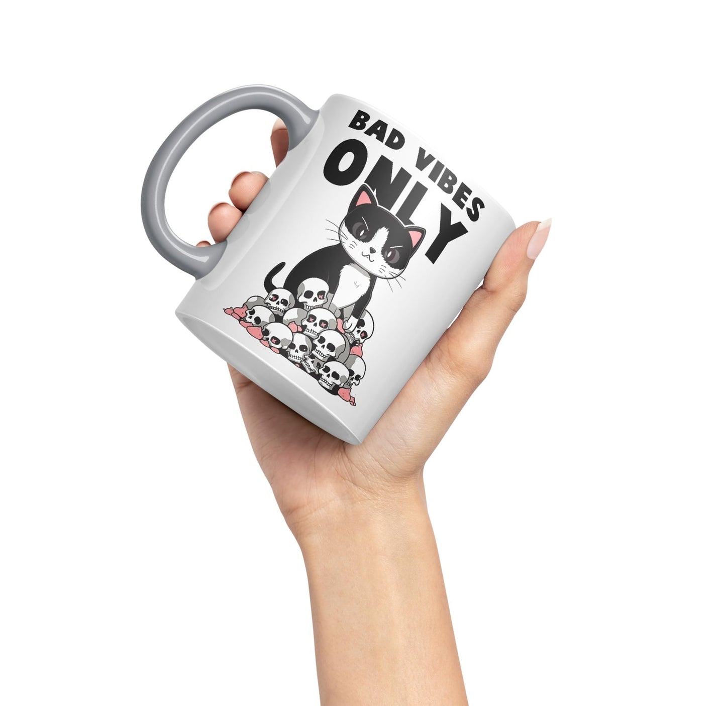 Bad Vibes Cats Sarcastic Joke Ceramic Coloured Mug Cup for Tea Coffee Hot Brew 330ml 11oz