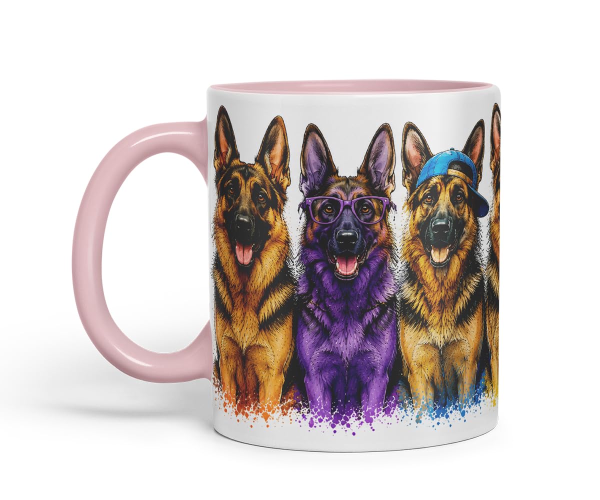Vixar German Shepherd Dog Mug – Cute German Shepherd Coloured Ceramic Mug Cup Gift, 11oz (Black)