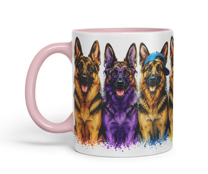 Vixar German Shepherd Dog Mug – Cute German Shepherd Coloured Ceramic Mug Cup Gift, 11oz (Black)