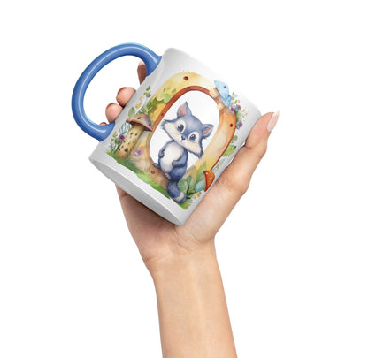 Letter O mug, Animals Alphabet Letter O Monogram animal for kids Ceramic Coloured Mug Cup for Tea Coffee Hot brew 330ml 11Oz Gift