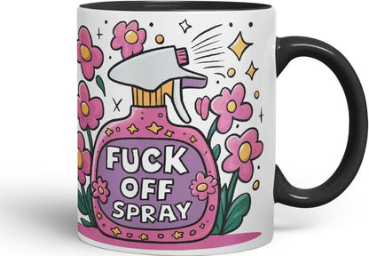 Vixar F** Off Spray – Coloured Ceramic Mug Cup Gift, 11oz (Black)