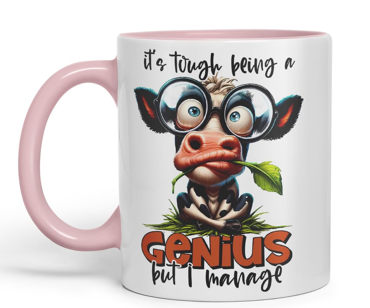 Vixar It’s Tough Being a Genius – But I Manage Coloured Ceramic Mug Cup 11oz Funny Sarcastic Gift (Black)