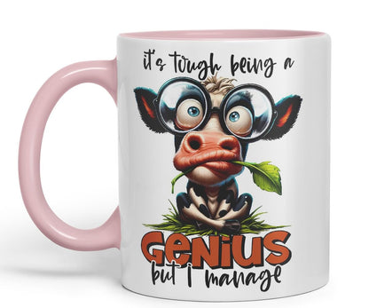 Vixar It’s Tough Being a Genius – But I Manage Coloured Ceramic Mug Cup 11oz Funny Sarcastic Gift (Black)