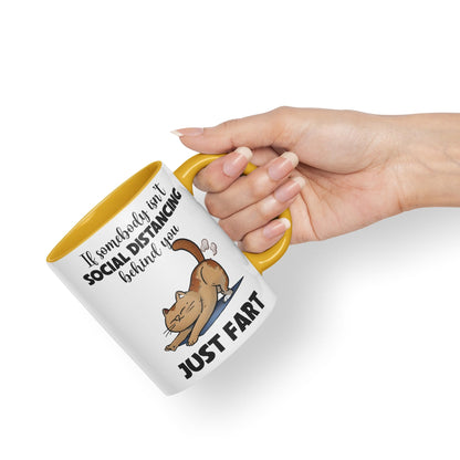 Vixar If Somebody Isn't Social Distancing Behind You Just Fart Cats Sarcastic Joke Ceramic Coloured Mug Cup for Tea Coffee Hot Brew 330ml 11oz