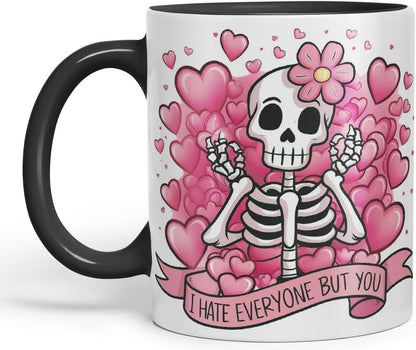 Vixar I Hate Everyone But You – Coloured Ceramic Mug Cup Gift, 11oz (Black)