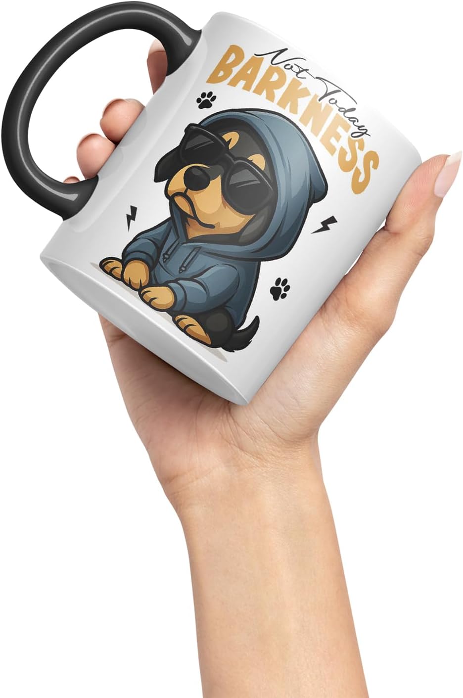 Vixar Not Today, Barkness Dachshund Dog Mug – Coloured Ceramic Mug Cup Gift, 11oz (Black)