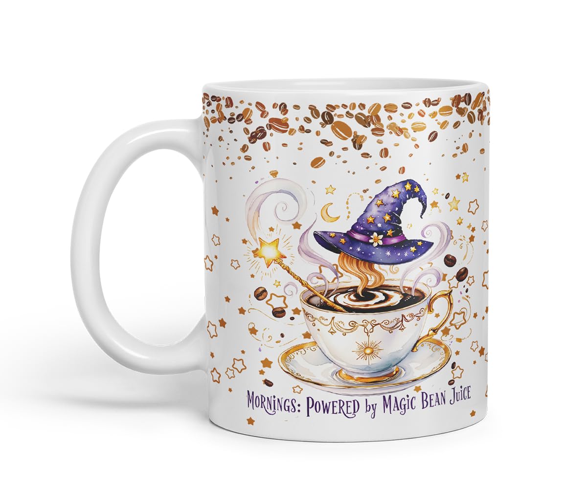 Vixar Magic Bean Juice Coffee Mug – Coloured Ceramic Mug Cup Gift, 11oz (Black)