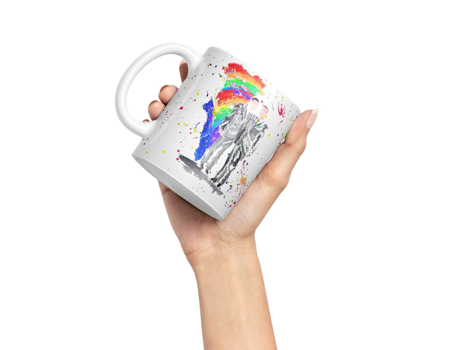 Vixar Wedding Mr and Mr Pride Gay Watercolour Art Coloured Mug Cup Gift Birthday Work Office Tea Coffee