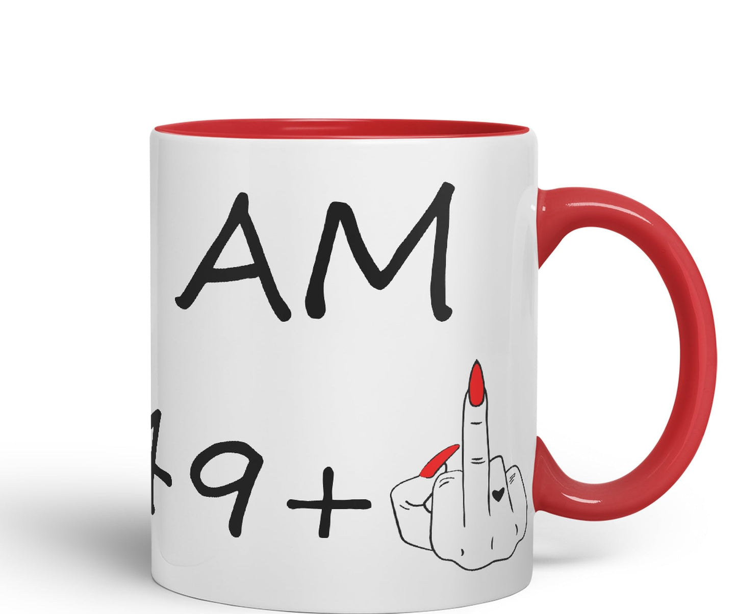 Vixar I am 49 + 1 Woman Hand Ceramic 330 ml, 11oz Coloured Mug Cup Gift Coffee Tea Happy Birthday Turning 50 Years Old as a Joke Celebration 50th Birthday Gift idea