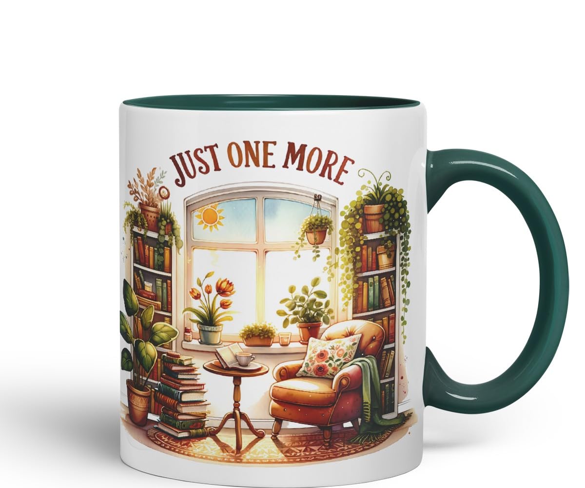 Vixar Just One More Coloured Mug Cup Cozy Reading Room Gift 11oz (Black)