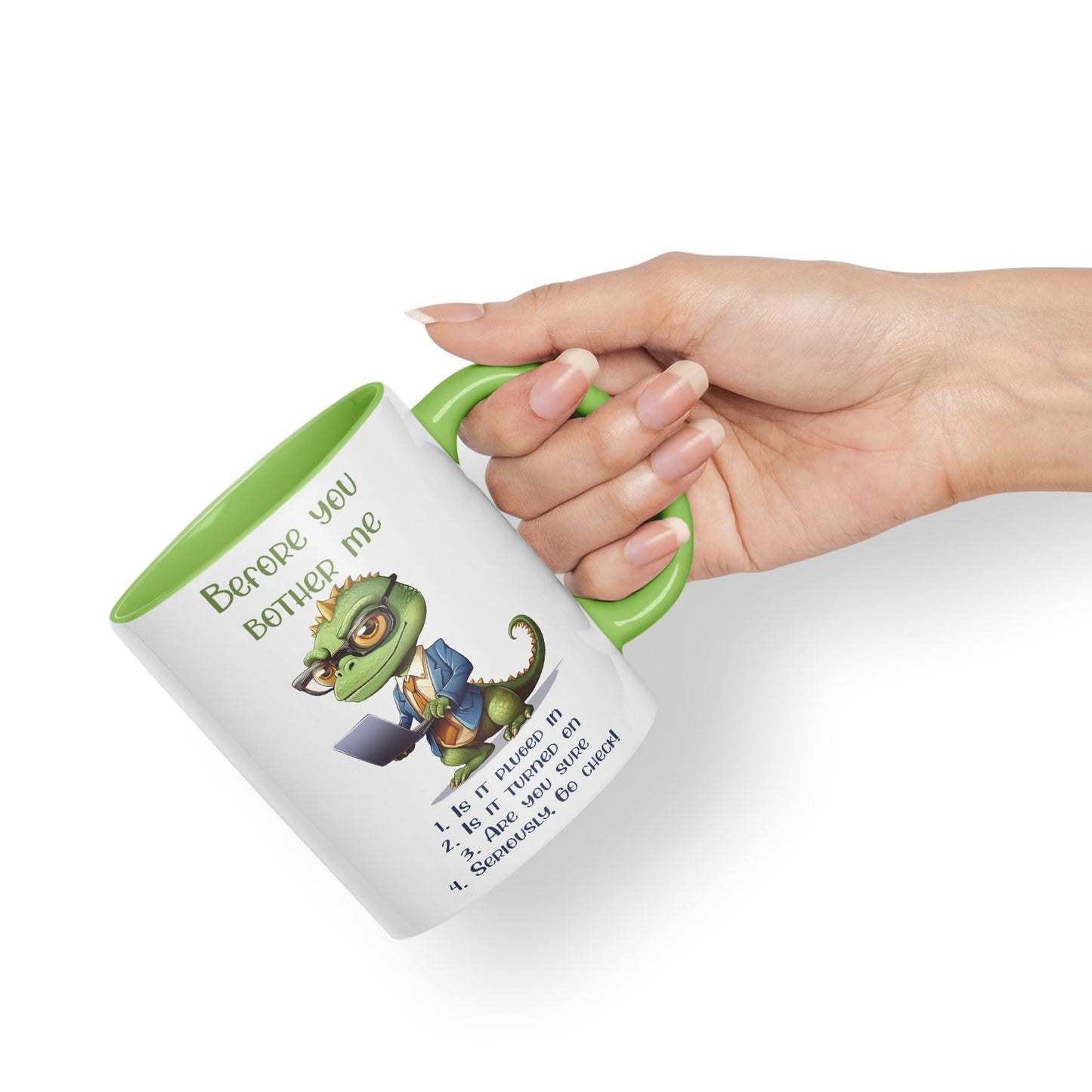 Before You Bother me Crocodile Joke sarkasm Sarcastic Ceramic Coloured Mug Cup for Tea Coffee Hot Brew 330ml 11Oz Gift