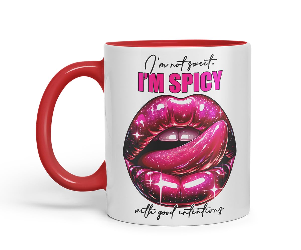 Vixar Not Sweet Spicy Mug – Coloured Ceramic Mug Cup Gift, 11oz (Black)
