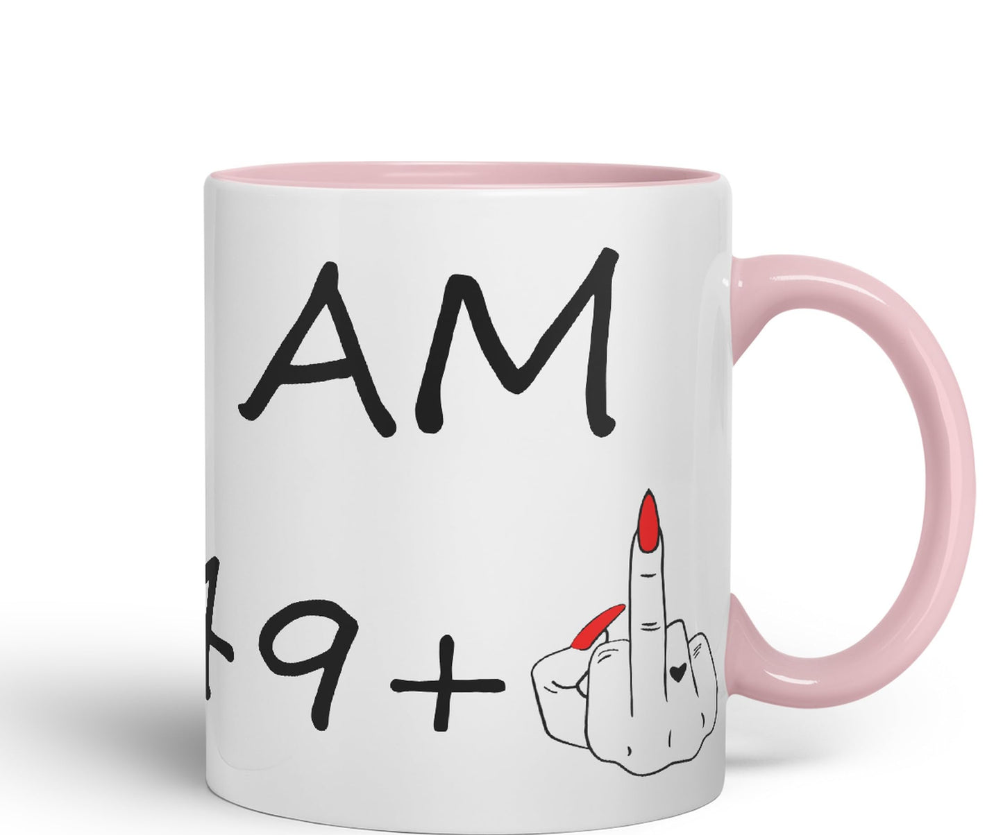 Vixar I am 49 + 1 Woman Hand Ceramic 330 ml, 11oz Coloured Mug Cup Gift Coffee Tea Happy Birthday Turning 50 Years Old as a Joke Celebration 50th Birthday Gift idea