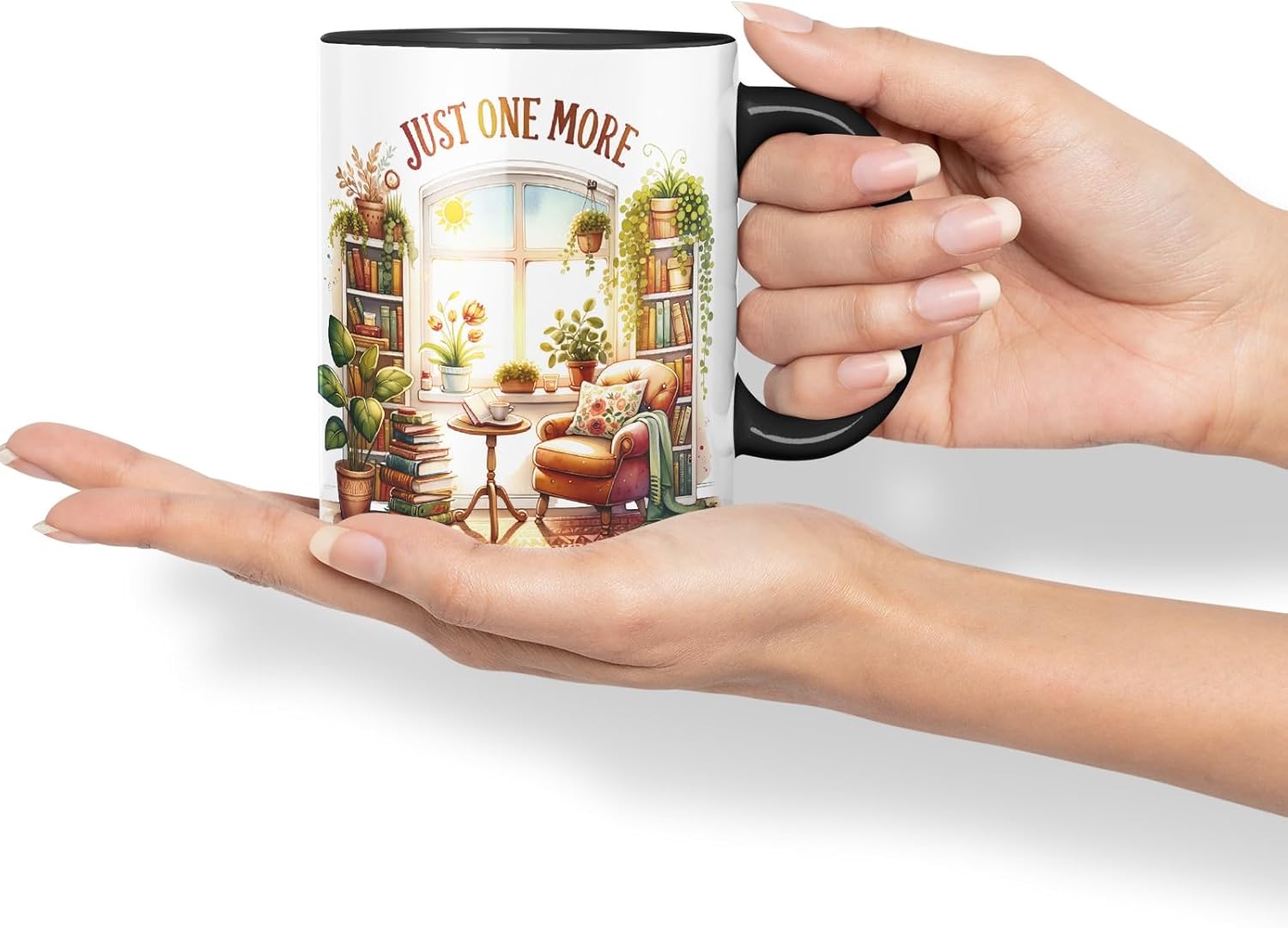 Vixar Just One More Coloured Mug Cup Cozy Reading Room Gift 11oz (Black)