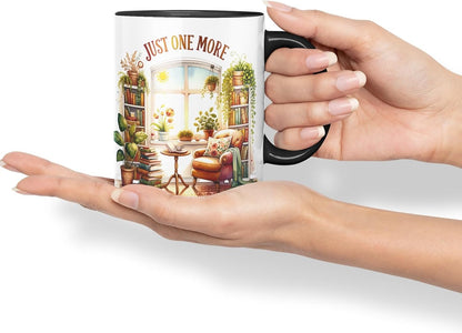 Vixar Just One More Coloured Mug Cup Cozy Reading Room Gift 11oz (Black)