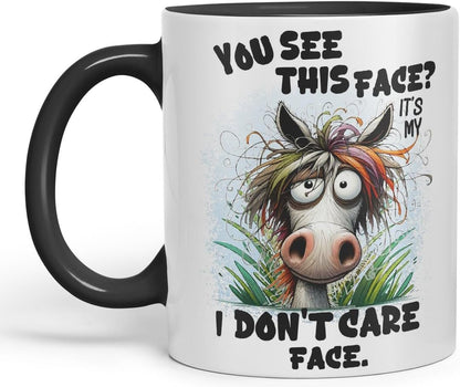 Vixar You See This Face It’s My I Don’t Care Face Funny Highland Cow Coloured Mug Cup 11oz (Black)