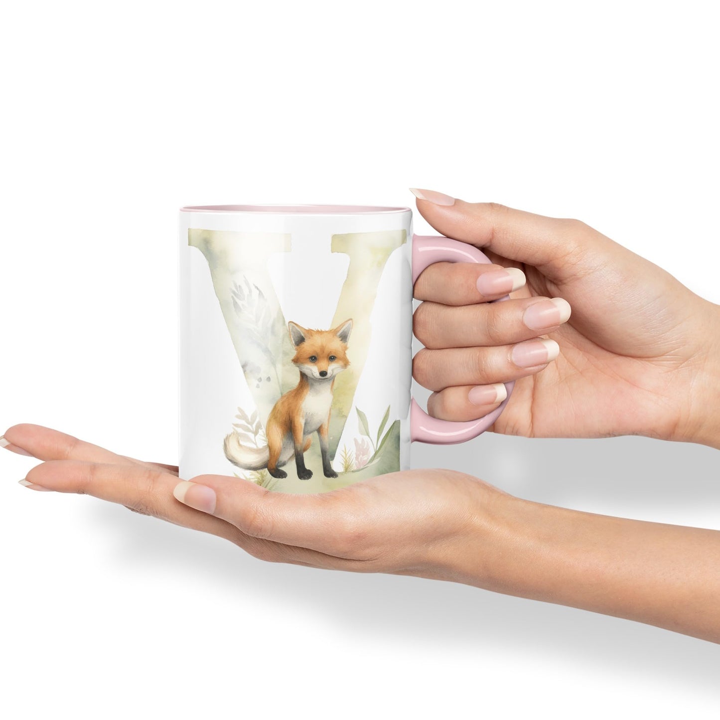 Letter V mug, Animals Alphabet Letter V Monogram animal for kids Ceramic Coloured Mug Cup for Tea Coffee Hot brew 330ml 11Oz Gift