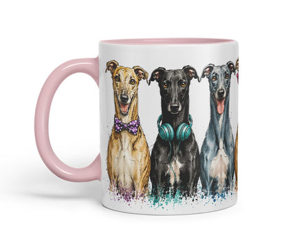 Vixar Greyhound Dog Mug – Cute Greyhound Coloured Ceramic Mug Cup Gift, 11oz (Black)