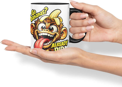 Vixar Go Bananas Already Did Funny Monkey Mug – Coloured Ceramic Mug Cup Gift, 11oz (Black)