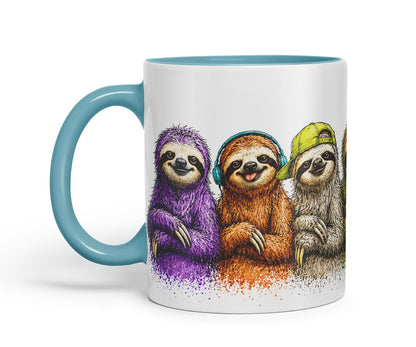 Vixar Sloths Mug – Cute Sloths Coloured Ceramic Mug Cup Gift, 11oz (Black)