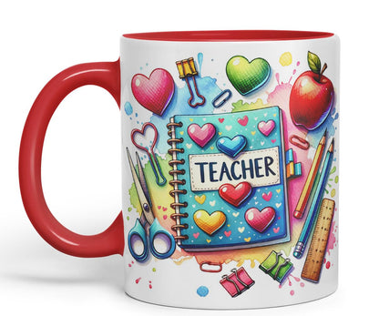 Vixar Teacher Mug Thank You, End of School Gift Ceramic Coloured Mug Cup for Tea Coffee Hot Brew 330ml 11Oz Gift