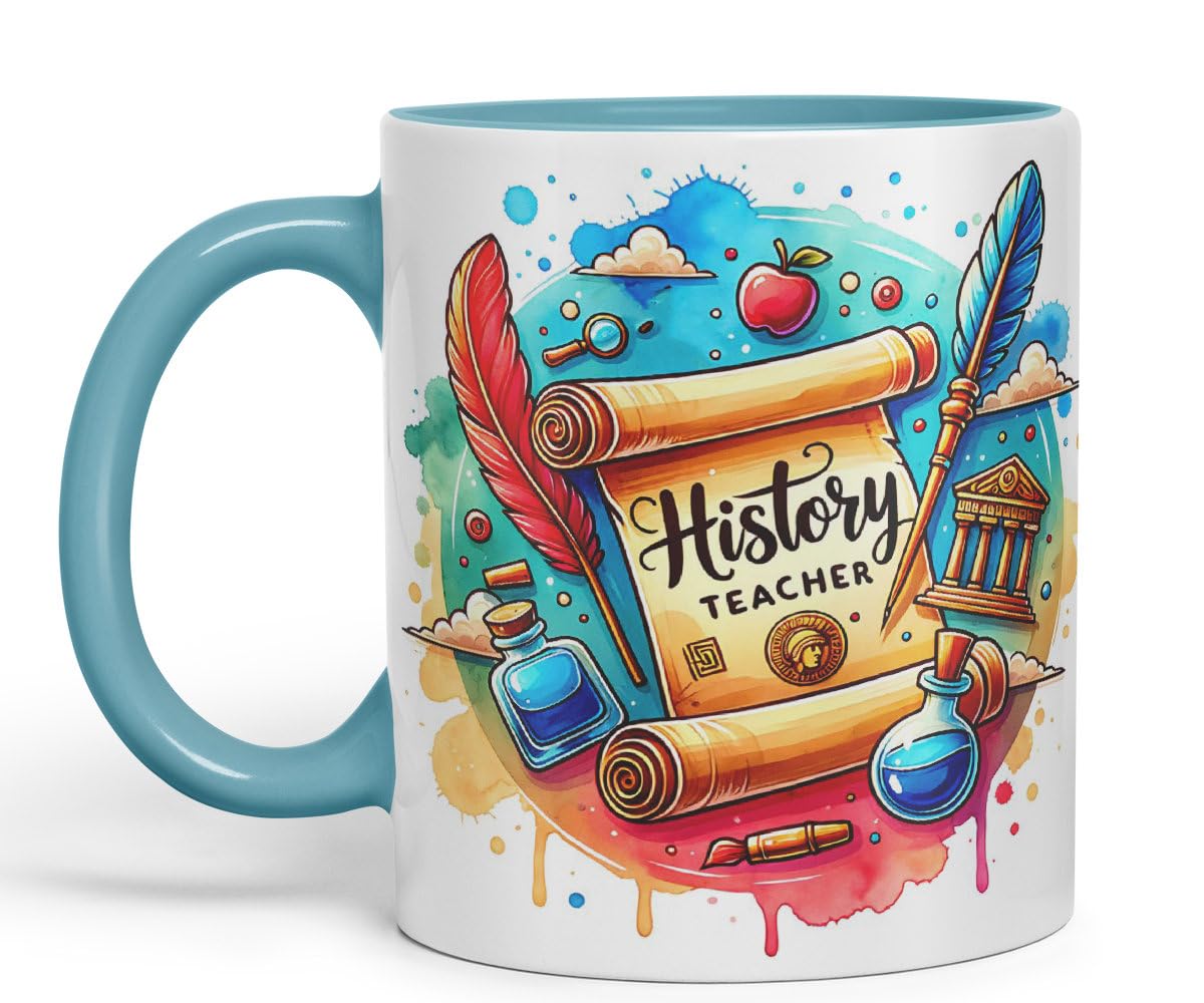 Vixar History Teacher Mug Thank You, End of School Gift Ceramic Coloured Mug Cup for Tea Coffee Hot Brew 330ml 11Oz Gift