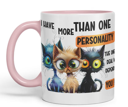 Vixar More Than One Personality Sarcastic Sarcastic Cats Coloured Ceramic Mug Cup Gift 11oz (Black)