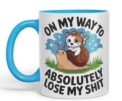 Vixar On My Way to Absolutely Lose My ** Sarcastic cat snailColoured Ceramic Mug Cup Gift, 11oz (Black)