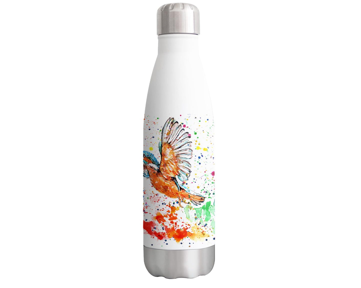 Vixar Kingfisher Bird woodland Animals Watercolour Bottle double Wall insulated Stainless steel sport Drinks 500ml