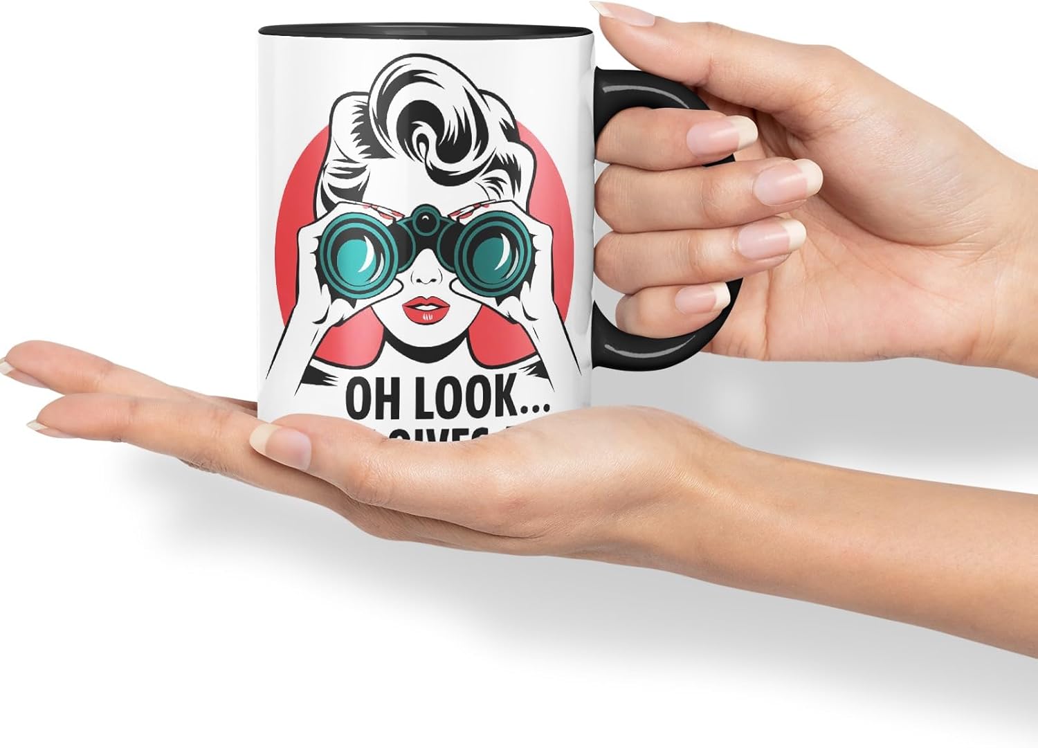 Vixar Oh Look… No One Gives a S** Sarcastic Cow Coloured Ceramic Mug Cup Gift, 11oz (Black)
