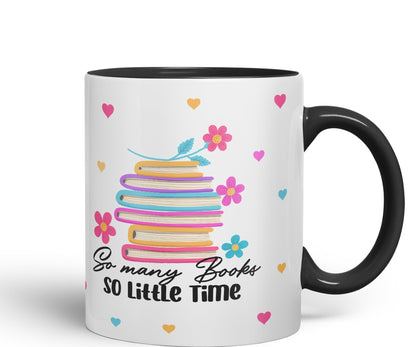 Vixar So Many Books so Little time Book Reader Gift Presents Coloured Ceramic Mug Cup Gift 330ml 11oz Work Office Tea Coffee