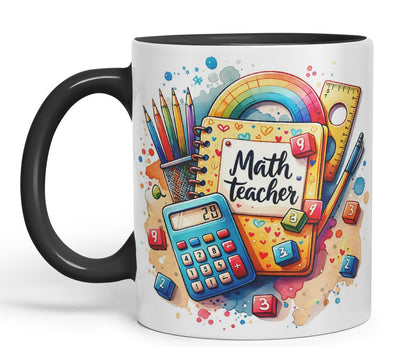 Vixar Math Teacher Mug Thank You, End of School Gift Ceramic Coloured Mug Cup for Tea Coffee Hot Brew 330ml 11Oz Gift