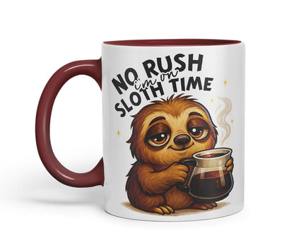 Vixar No Rush I'm On Sloth Time Funny Sloth Coffee Mug – Coloured Ceramic Mug Cup Gift, 11oz (Black)
