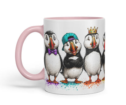 Vixar Cute Puffin Bird Mug – Cute Puffin Bird Coloured Ceramic Mug Cup Gift, 11oz (Black)