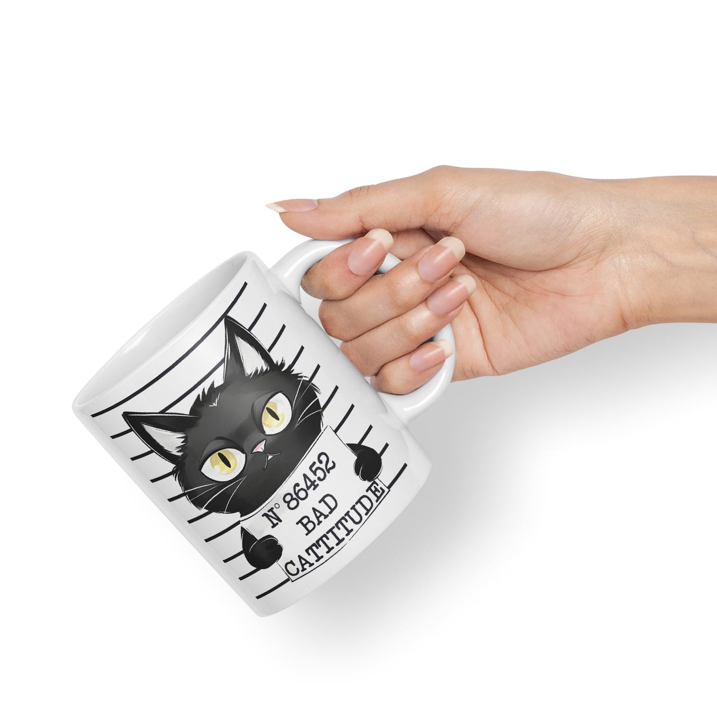 Vixar Bad Cattitude Prison Cats Sarcastic Joke Ceramic Coloured Mug Cup for Tea Coffee Hot Brew 330ml 11Oz