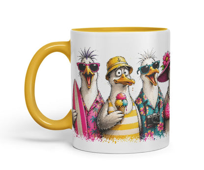 Vixar Beach Seagulls Mug – Funny Sea Bird Coloured Ceramic Mug Cup Gift, 11oz (Black)