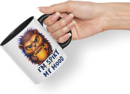 Vixar I'm Spiky and So is My Mood Funny Hedgehog Mug – Coloured Ceramic Mug Cup Gift, 11oz (Black)