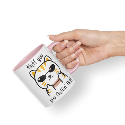Vixar Fluff You Cat Joke Adult Ceramic Mug Coloured Mug Cup Gift Tea Coffee Christmas Office Home