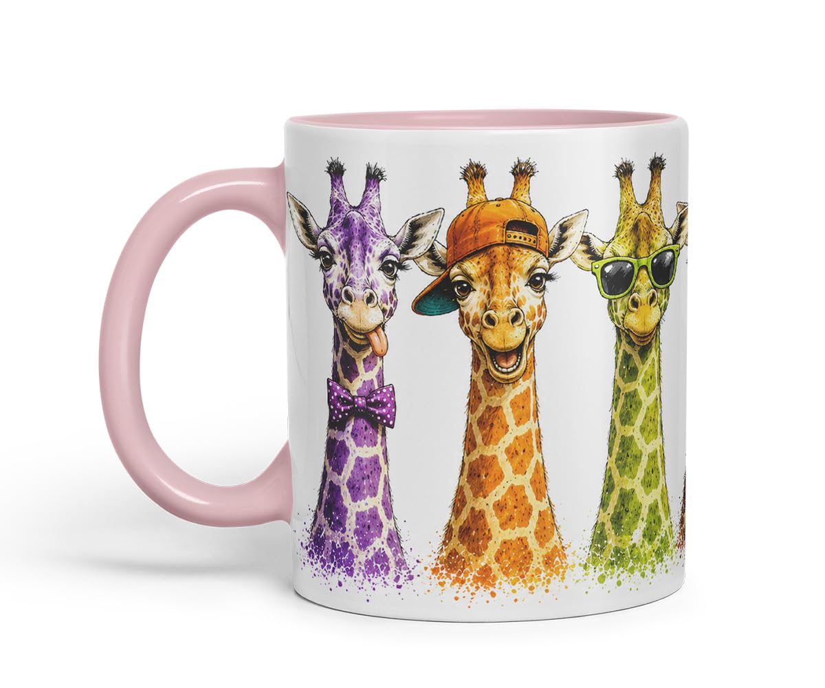 Vixar Funny Giraffe Mug – Cute Giraffe Animal Coloured Ceramic Mug Cup Gift, 11oz (Black)