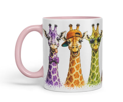 Vixar Funny Giraffe Mug – Cute Giraffe Animal Coloured Ceramic Mug Cup Gift, 11oz (Black)