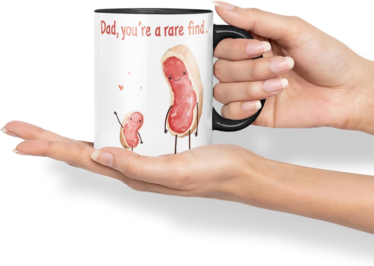 Vixar Dad You're A Rare Find Funny Peanut Father's Day Mug – Coloured Mug Cup Gift, 11oz (Black)