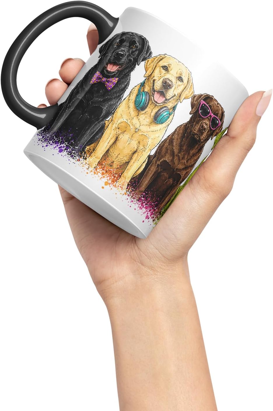 Vixar Labrador Retriever Dog Mug – Cute Labrador Coloured Ceramic Mug Cup Gift, 11oz (Black)